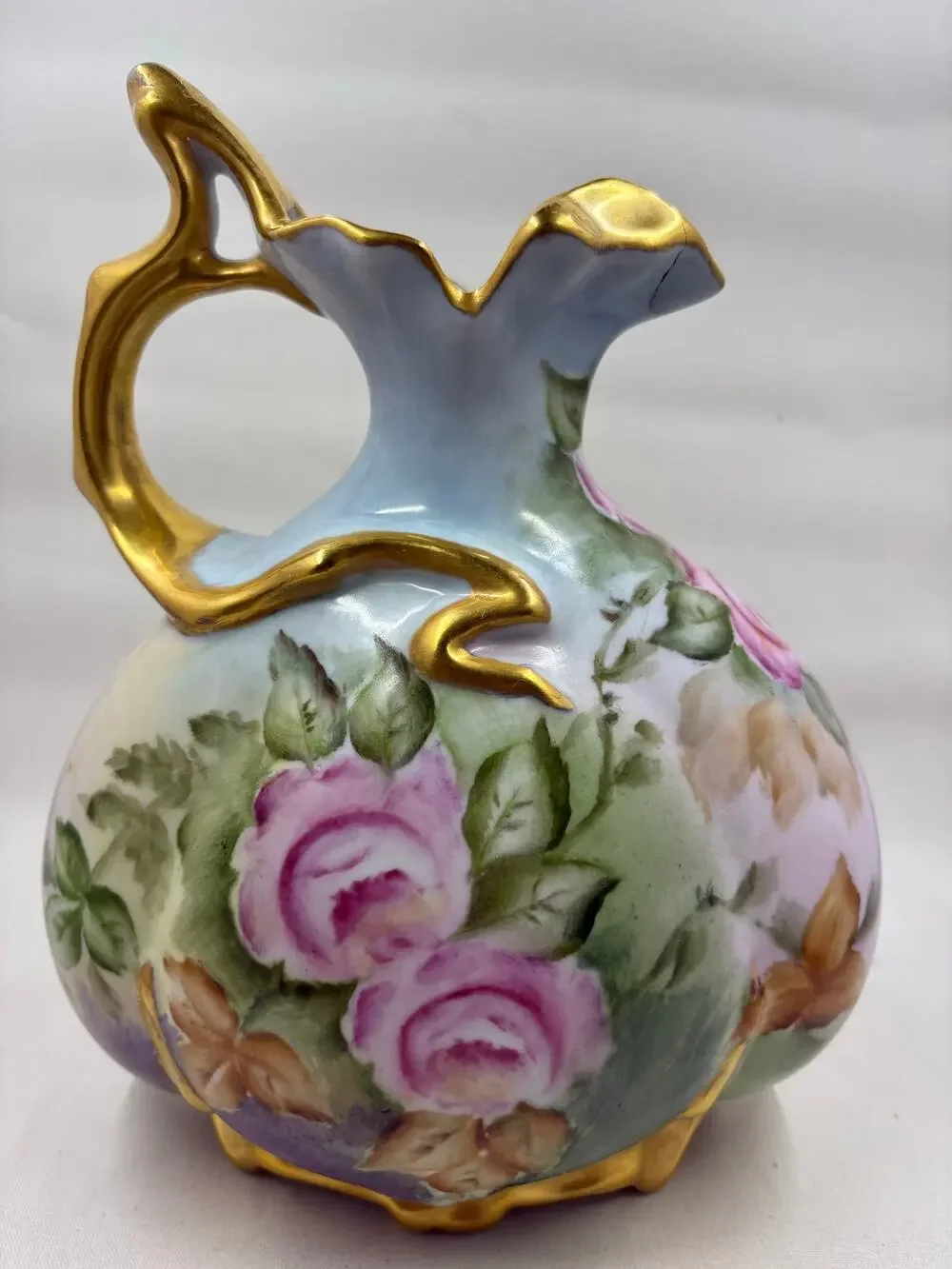 Antique Nippon Hand Painted Roses Decoravtive Vase/Pitcher